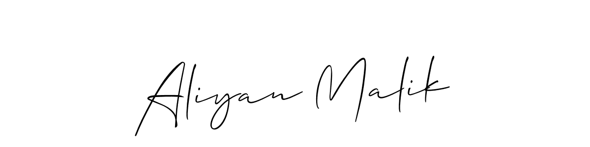 Make a beautiful signature design for name Aliyan Malik. With this signature (Allison_Script) style, you can create a handwritten signature for free. Aliyan Malik signature style 2 images and pictures png