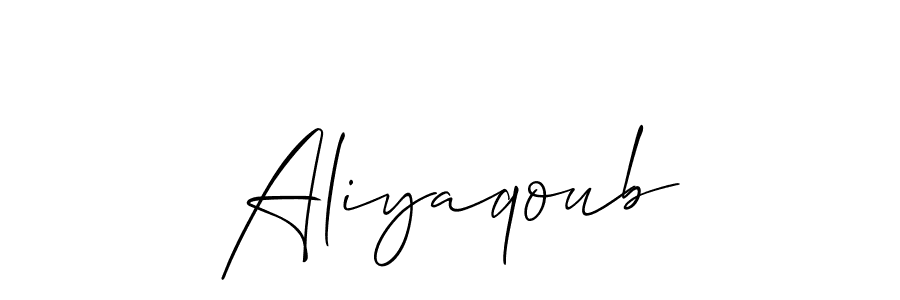 Create a beautiful signature design for name Aliyaqoub. With this signature (Allison_Script) fonts, you can make a handwritten signature for free. Aliyaqoub signature style 2 images and pictures png