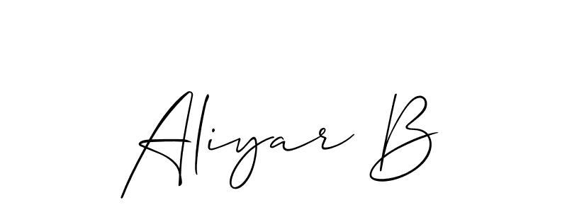 Make a beautiful signature design for name Aliyar B. With this signature (Allison_Script) style, you can create a handwritten signature for free. Aliyar B signature style 2 images and pictures png