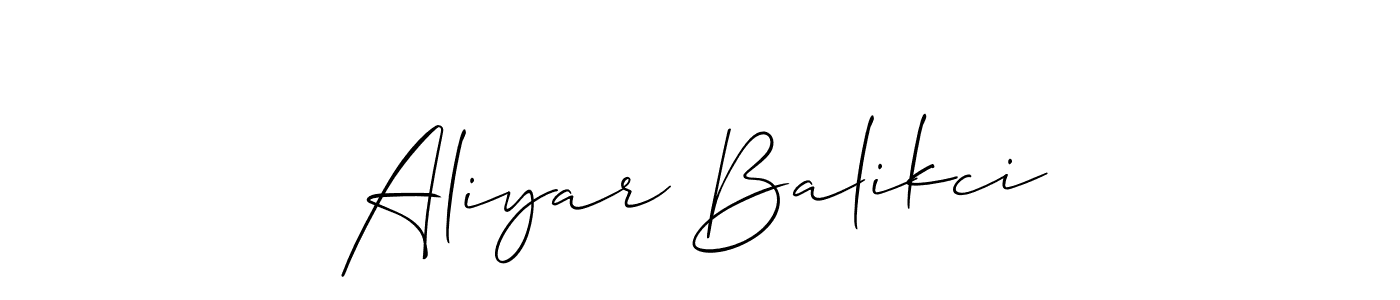 Design your own signature with our free online signature maker. With this signature software, you can create a handwritten (Allison_Script) signature for name Aliyar Balikci. Aliyar Balikci signature style 2 images and pictures png