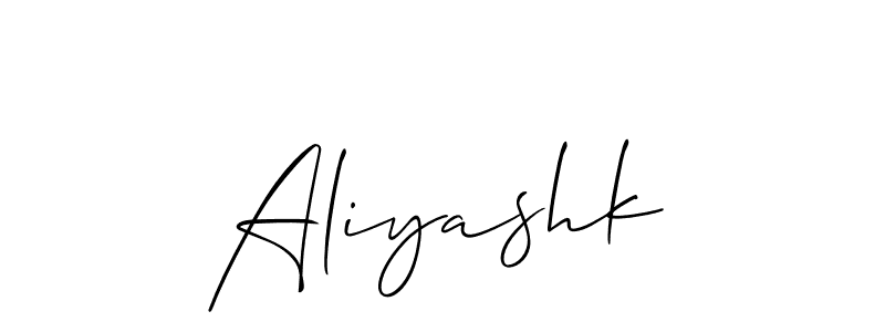 Similarly Allison_Script is the best handwritten signature design. Signature creator online .You can use it as an online autograph creator for name Aliyashk. Aliyashk signature style 2 images and pictures png