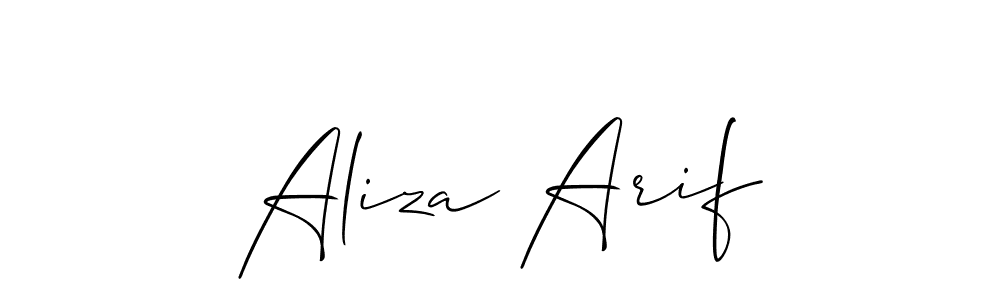 You should practise on your own different ways (Allison_Script) to write your name (Aliza Arif) in signature. don't let someone else do it for you. Aliza Arif signature style 2 images and pictures png
