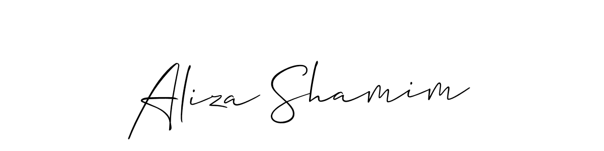 You should practise on your own different ways (Allison_Script) to write your name (Aliza Shamim) in signature. don't let someone else do it for you. Aliza Shamim signature style 2 images and pictures png