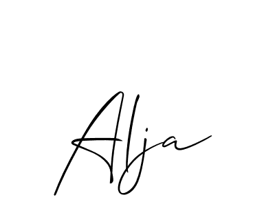 Allison_Script is a professional signature style that is perfect for those who want to add a touch of class to their signature. It is also a great choice for those who want to make their signature more unique. Get Alja name to fancy signature for free. Alja signature style 2 images and pictures png