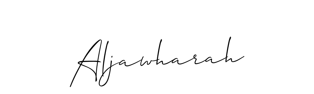 Use a signature maker to create a handwritten signature online. With this signature software, you can design (Allison_Script) your own signature for name Aljawharah. Aljawharah signature style 2 images and pictures png