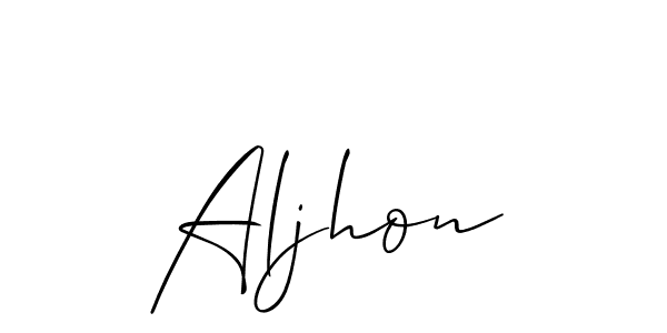 The best way (Allison_Script) to make a short signature is to pick only two or three words in your name. The name Aljhon include a total of six letters. For converting this name. Aljhon signature style 2 images and pictures png