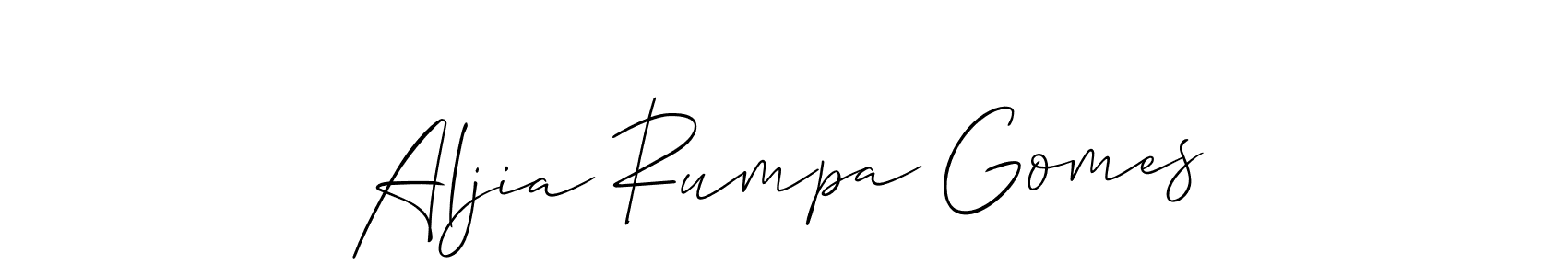 It looks lik you need a new signature style for name Aljia Rumpa Gomes. Design unique handwritten (Allison_Script) signature with our free signature maker in just a few clicks. Aljia Rumpa Gomes signature style 2 images and pictures png