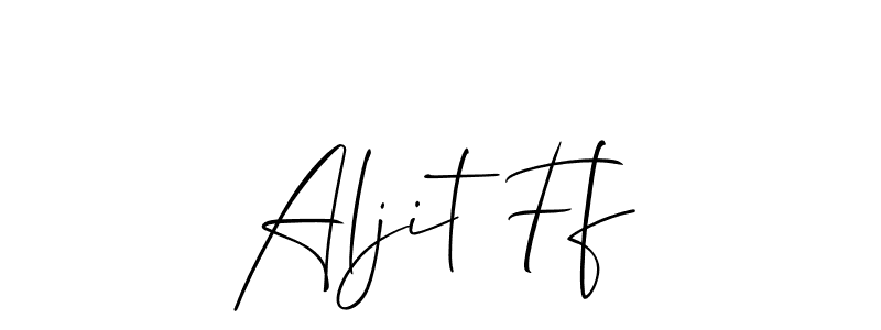 The best way (Allison_Script) to make a short signature is to pick only two or three words in your name. The name Aljit Ff include a total of six letters. For converting this name. Aljit Ff signature style 2 images and pictures png