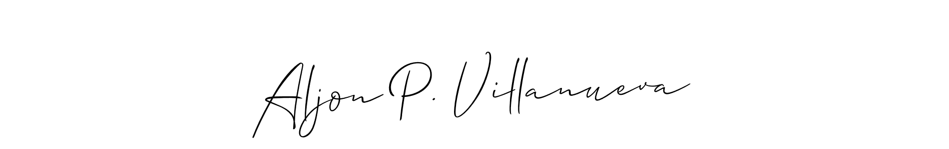 if you are searching for the best signature style for your name Aljon P. Villanueva. so please give up your signature search. here we have designed multiple signature styles  using Allison_Script. Aljon P. Villanueva signature style 2 images and pictures png