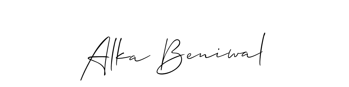 if you are searching for the best signature style for your name Alka Beniwal. so please give up your signature search. here we have designed multiple signature styles  using Allison_Script. Alka Beniwal signature style 2 images and pictures png