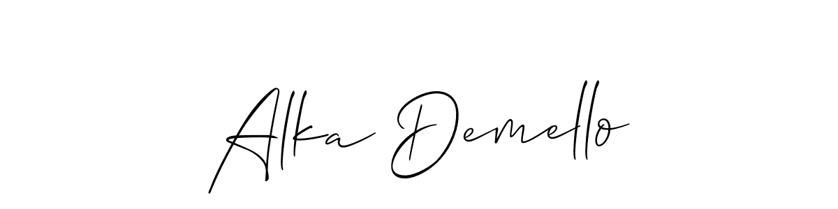 Alka Demello stylish signature style. Best Handwritten Sign (Allison_Script) for my name. Handwritten Signature Collection Ideas for my name Alka Demello. Alka Demello signature style 2 images and pictures png