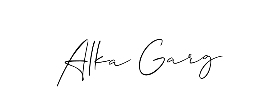 Allison_Script is a professional signature style that is perfect for those who want to add a touch of class to their signature. It is also a great choice for those who want to make their signature more unique. Get Alka Garg name to fancy signature for free. Alka Garg signature style 2 images and pictures png