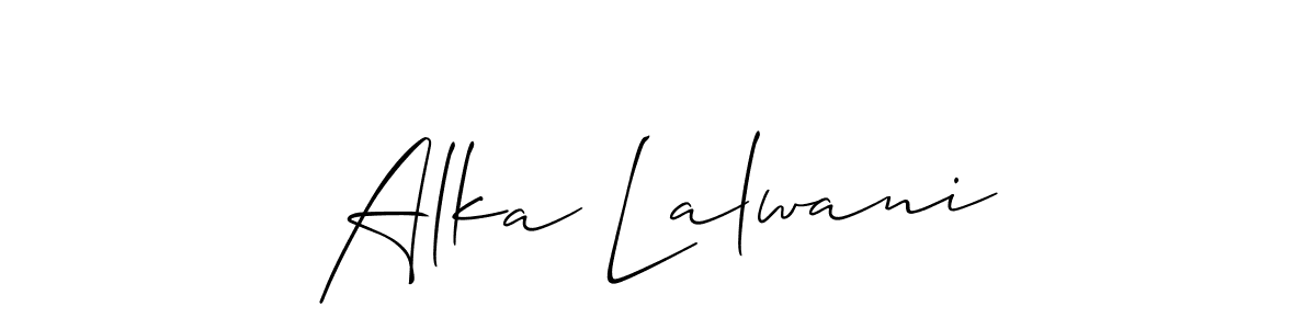 You should practise on your own different ways (Allison_Script) to write your name (Alka Lalwani) in signature. don't let someone else do it for you. Alka Lalwani signature style 2 images and pictures png