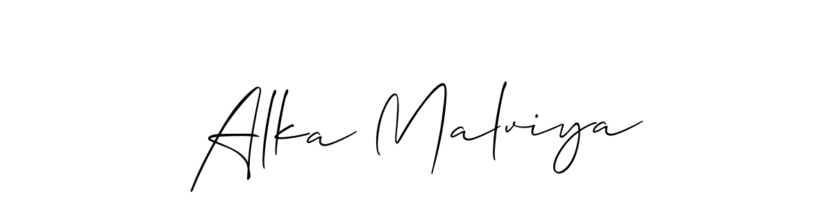 Make a beautiful signature design for name Alka Malviya. With this signature (Allison_Script) style, you can create a handwritten signature for free. Alka Malviya signature style 2 images and pictures png
