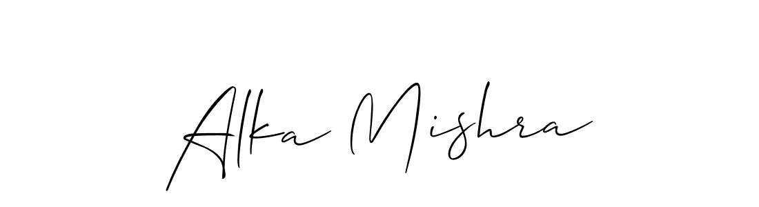 How to make Alka Mishra name signature. Use Allison_Script style for creating short signs online. This is the latest handwritten sign. Alka Mishra signature style 2 images and pictures png