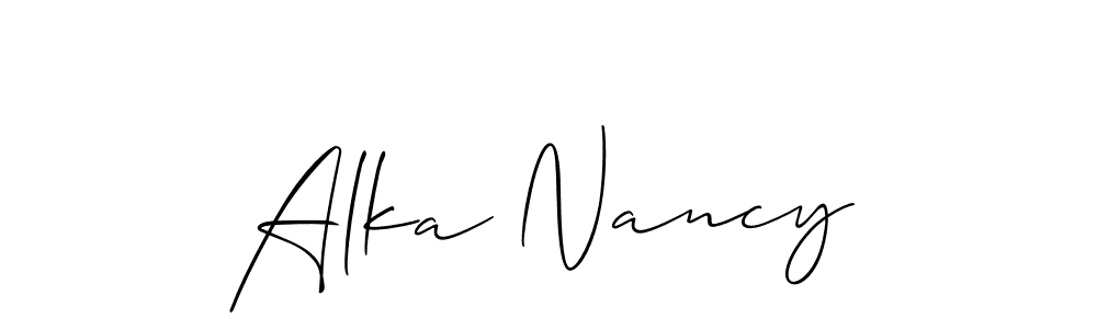 Make a beautiful signature design for name Alka Nancy. With this signature (Allison_Script) style, you can create a handwritten signature for free. Alka Nancy signature style 2 images and pictures png