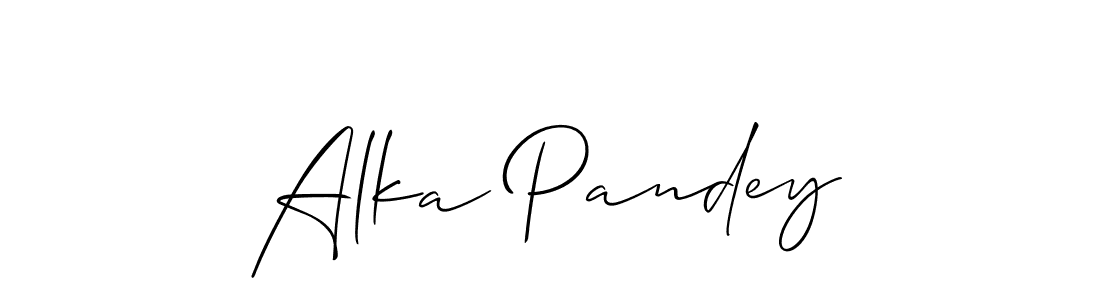 How to make Alka Pandey name signature. Use Allison_Script style for creating short signs online. This is the latest handwritten sign. Alka Pandey signature style 2 images and pictures png