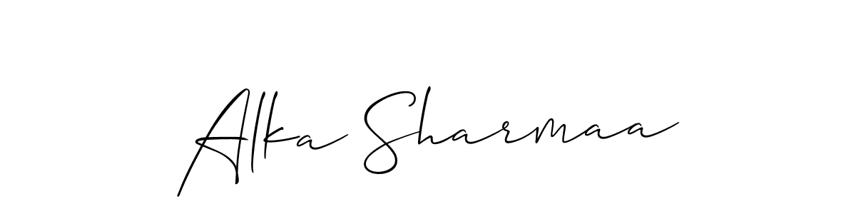 Make a beautiful signature design for name Alka Sharmaa. With this signature (Allison_Script) style, you can create a handwritten signature for free. Alka Sharmaa signature style 2 images and pictures png