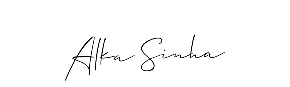 Make a beautiful signature design for name Alka Sinha. With this signature (Allison_Script) style, you can create a handwritten signature for free. Alka Sinha signature style 2 images and pictures png