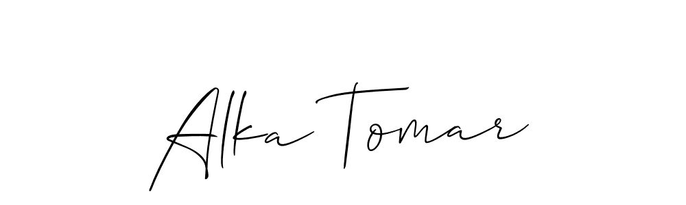 You should practise on your own different ways (Allison_Script) to write your name (Alka Tomar) in signature. don't let someone else do it for you. Alka Tomar signature style 2 images and pictures png