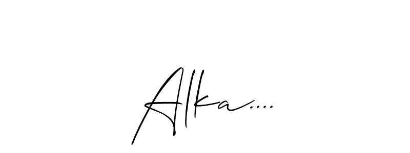 You can use this online signature creator to create a handwritten signature for the name Alka..... This is the best online autograph maker. Alka.... signature style 2 images and pictures png