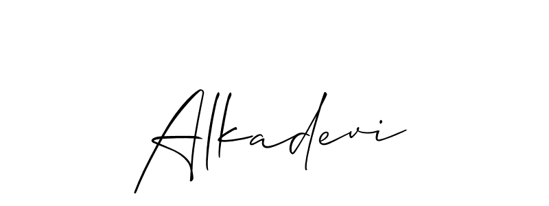 The best way (Allison_Script) to make a short signature is to pick only two or three words in your name. The name Alkadevi include a total of six letters. For converting this name. Alkadevi signature style 2 images and pictures png