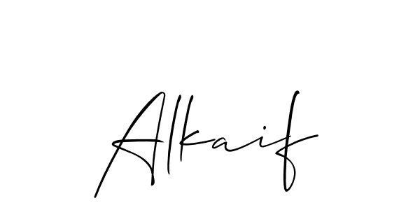 Use a signature maker to create a handwritten signature online. With this signature software, you can design (Allison_Script) your own signature for name Alkaif. Alkaif signature style 2 images and pictures png