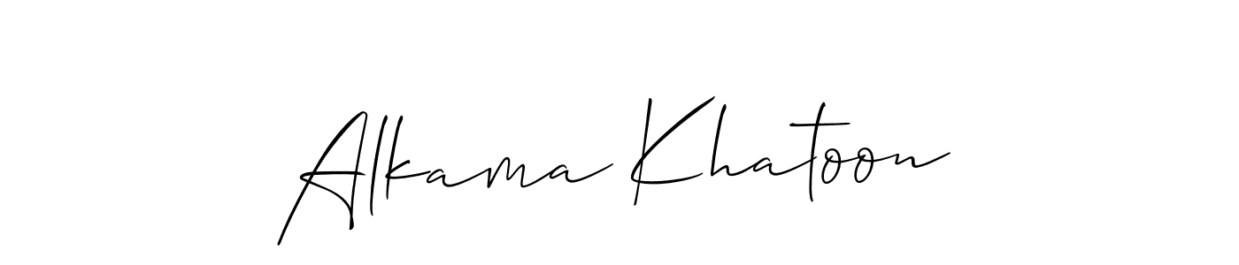 The best way (Allison_Script) to make a short signature is to pick only two or three words in your name. The name Alkama Khatoon include a total of six letters. For converting this name. Alkama Khatoon signature style 2 images and pictures png