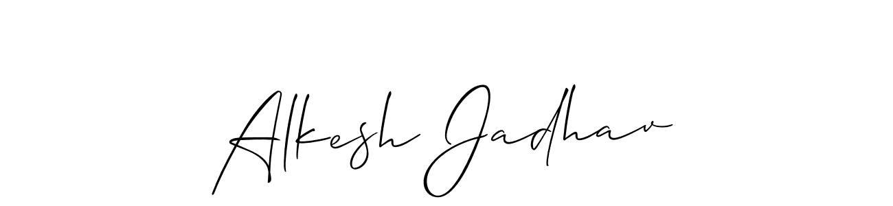 You should practise on your own different ways (Allison_Script) to write your name (Alkesh Jadhav) in signature. don't let someone else do it for you. Alkesh Jadhav signature style 2 images and pictures png