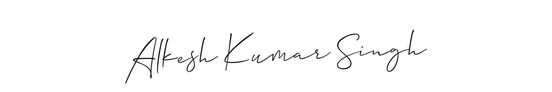 The best way (Allison_Script) to make a short signature is to pick only two or three words in your name. The name Alkesh Kumar Singh include a total of six letters. For converting this name. Alkesh Kumar Singh signature style 2 images and pictures png