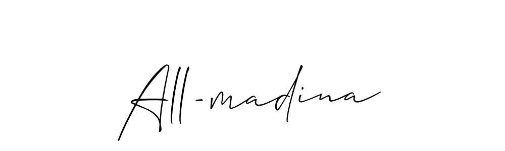 Design your own signature with our free online signature maker. With this signature software, you can create a handwritten (Allison_Script) signature for name All-madina. All-madina signature style 2 images and pictures png