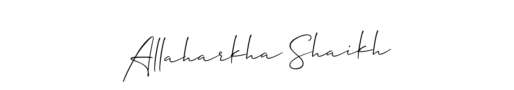 if you are searching for the best signature style for your name Allaharkha Shaikh. so please give up your signature search. here we have designed multiple signature styles  using Allison_Script. Allaharkha Shaikh signature style 2 images and pictures png