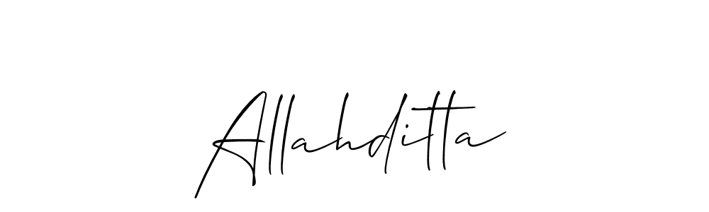 Design your own signature with our free online signature maker. With this signature software, you can create a handwritten (Allison_Script) signature for name Allahditta. Allahditta signature style 2 images and pictures png