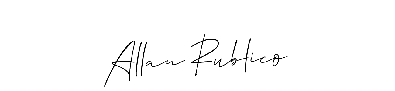 Make a short Allan Rublico signature style. Manage your documents anywhere anytime using Allison_Script. Create and add eSignatures, submit forms, share and send files easily. Allan Rublico signature style 2 images and pictures png