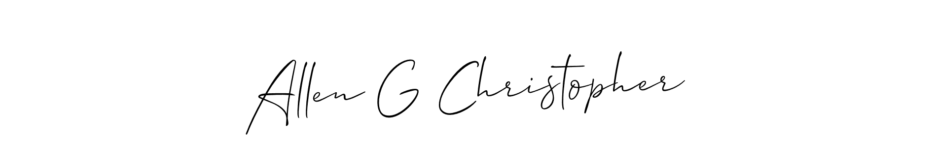 Make a short Allen G Christopher signature style. Manage your documents anywhere anytime using Allison_Script. Create and add eSignatures, submit forms, share and send files easily. Allen G Christopher signature style 2 images and pictures png