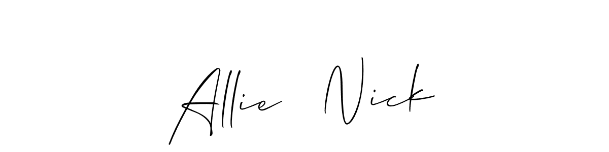 Allison_Script is a professional signature style that is perfect for those who want to add a touch of class to their signature. It is also a great choice for those who want to make their signature more unique. Get Allie   Nick name to fancy signature for free. Allie   Nick signature style 2 images and pictures png