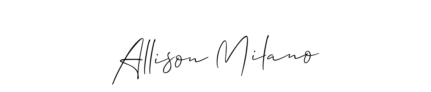 Allison_Script is a professional signature style that is perfect for those who want to add a touch of class to their signature. It is also a great choice for those who want to make their signature more unique. Get Allison Milano name to fancy signature for free. Allison Milano signature style 2 images and pictures png