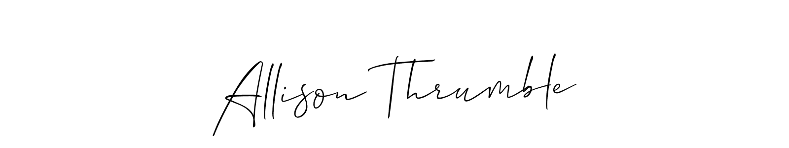 Create a beautiful signature design for name Allison Thrumble. With this signature (Allison_Script) fonts, you can make a handwritten signature for free. Allison Thrumble signature style 2 images and pictures png