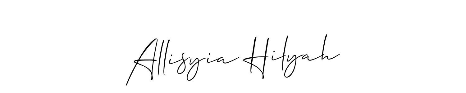 Make a short Allisyia Hilyah signature style. Manage your documents anywhere anytime using Allison_Script. Create and add eSignatures, submit forms, share and send files easily. Allisyia Hilyah signature style 2 images and pictures png