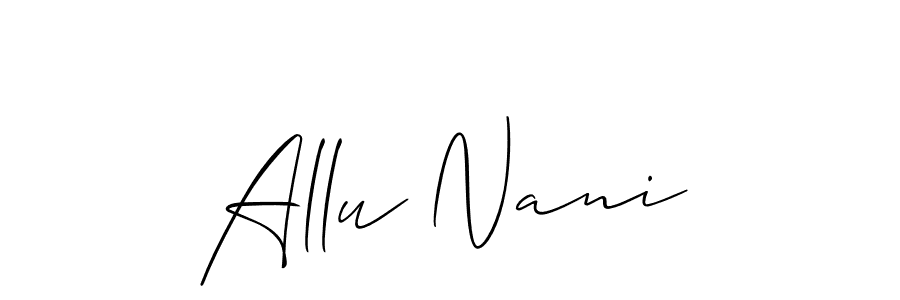 Similarly Allison_Script is the best handwritten signature design. Signature creator online .You can use it as an online autograph creator for name Allu Nani. Allu Nani signature style 2 images and pictures png