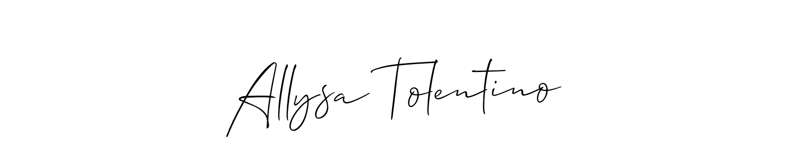 The best way (Allison_Script) to make a short signature is to pick only two or three words in your name. The name Allysa Tolentino include a total of six letters. For converting this name. Allysa Tolentino signature style 2 images and pictures png