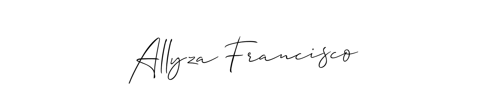 Also we have Allyza Francisco name is the best signature style. Create professional handwritten signature collection using Allison_Script autograph style. Allyza Francisco signature style 2 images and pictures png