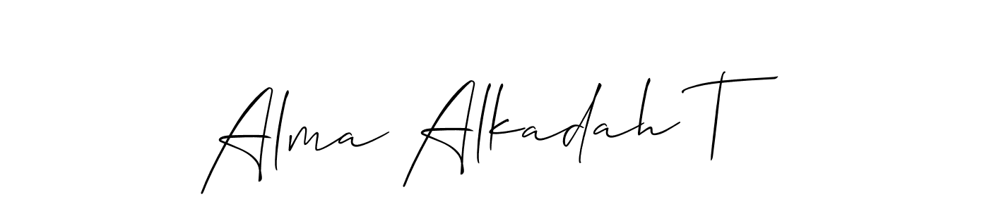 Alma Alkadah T stylish signature style. Best Handwritten Sign (Allison_Script) for my name. Handwritten Signature Collection Ideas for my name Alma Alkadah T. Alma Alkadah T signature style 2 images and pictures png