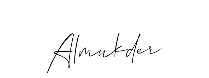 Use a signature maker to create a handwritten signature online. With this signature software, you can design (Allison_Script) your own signature for name Almukder. Almukder signature style 2 images and pictures png