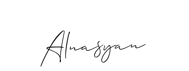 Similarly Allison_Script is the best handwritten signature design. Signature creator online .You can use it as an online autograph creator for name Alnasyan. Alnasyan signature style 2 images and pictures png