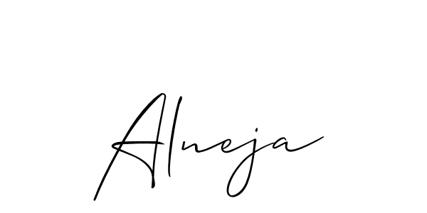 It looks lik you need a new signature style for name Alneja. Design unique handwritten (Allison_Script) signature with our free signature maker in just a few clicks. Alneja signature style 2 images and pictures png