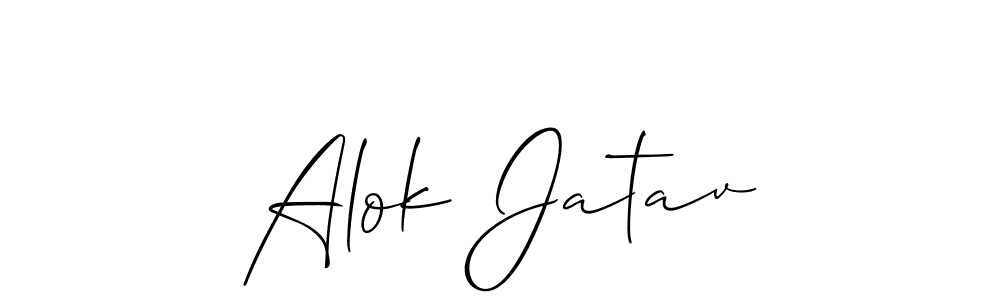 You should practise on your own different ways (Allison_Script) to write your name (Alok Jatav) in signature. don't let someone else do it for you. Alok Jatav signature style 2 images and pictures png