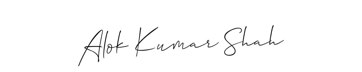 How to make Alok Kumar Shah name signature. Use Allison_Script style for creating short signs online. This is the latest handwritten sign. Alok Kumar Shah signature style 2 images and pictures png
