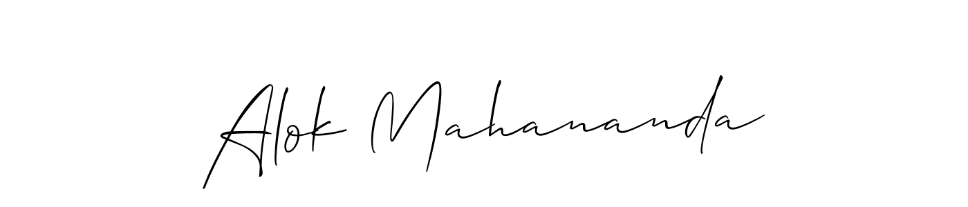 The best way (Allison_Script) to make a short signature is to pick only two or three words in your name. The name Alok Mahananda include a total of six letters. For converting this name. Alok Mahananda signature style 2 images and pictures png