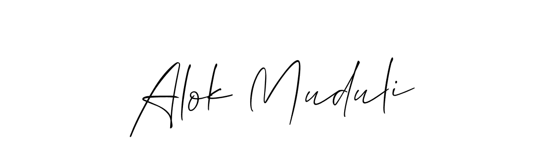 How to make Alok Muduli name signature. Use Allison_Script style for creating short signs online. This is the latest handwritten sign. Alok Muduli signature style 2 images and pictures png